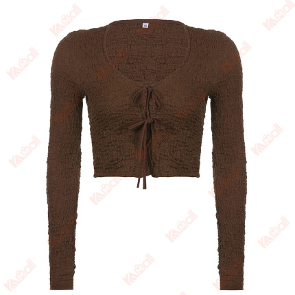 lace up brown long sleeve